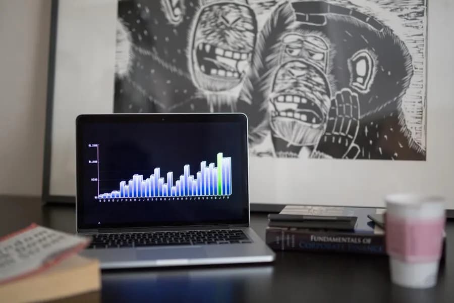 A bar chart displayed on a laptop screen
