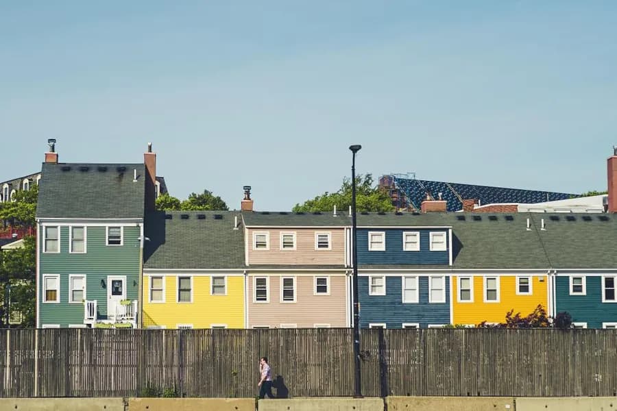 A row of houses along a street